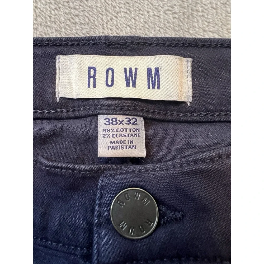 ROWM Mens Pants 38x32 Navy Stretch Casual 5 Pocket Straight Cotton